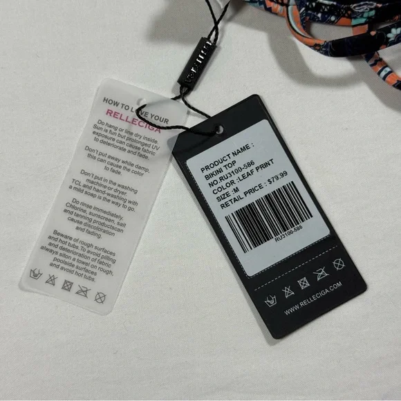 RELLECIGA Paisley Print Push Up Bikini Top - Black & Orange NWT Size Medium - Picture 5 of 8